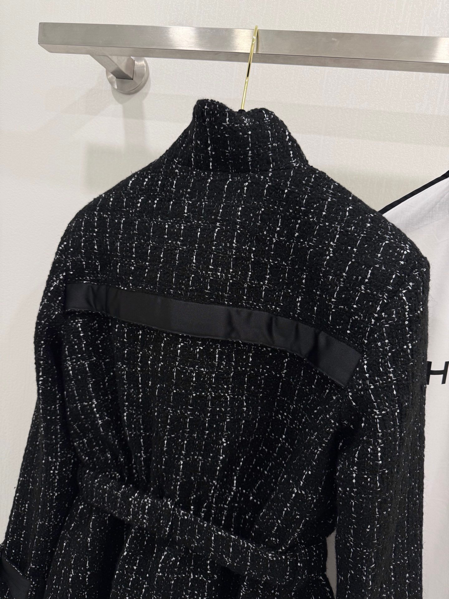Chanel 25K series black tweed long coat W6011702 - Image 6