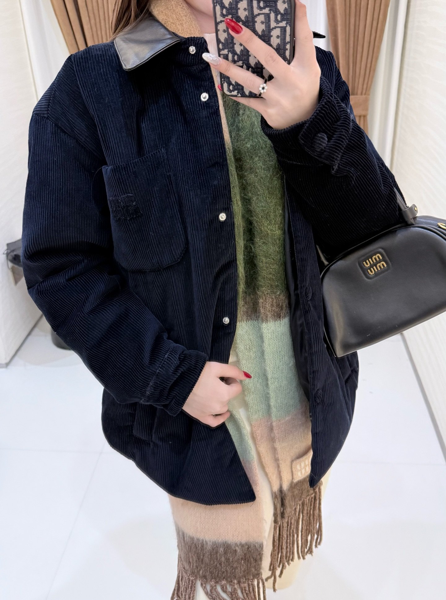 Miu Miu Corduroy And Nappa Leather Down Jacket W6012103 - Image 9