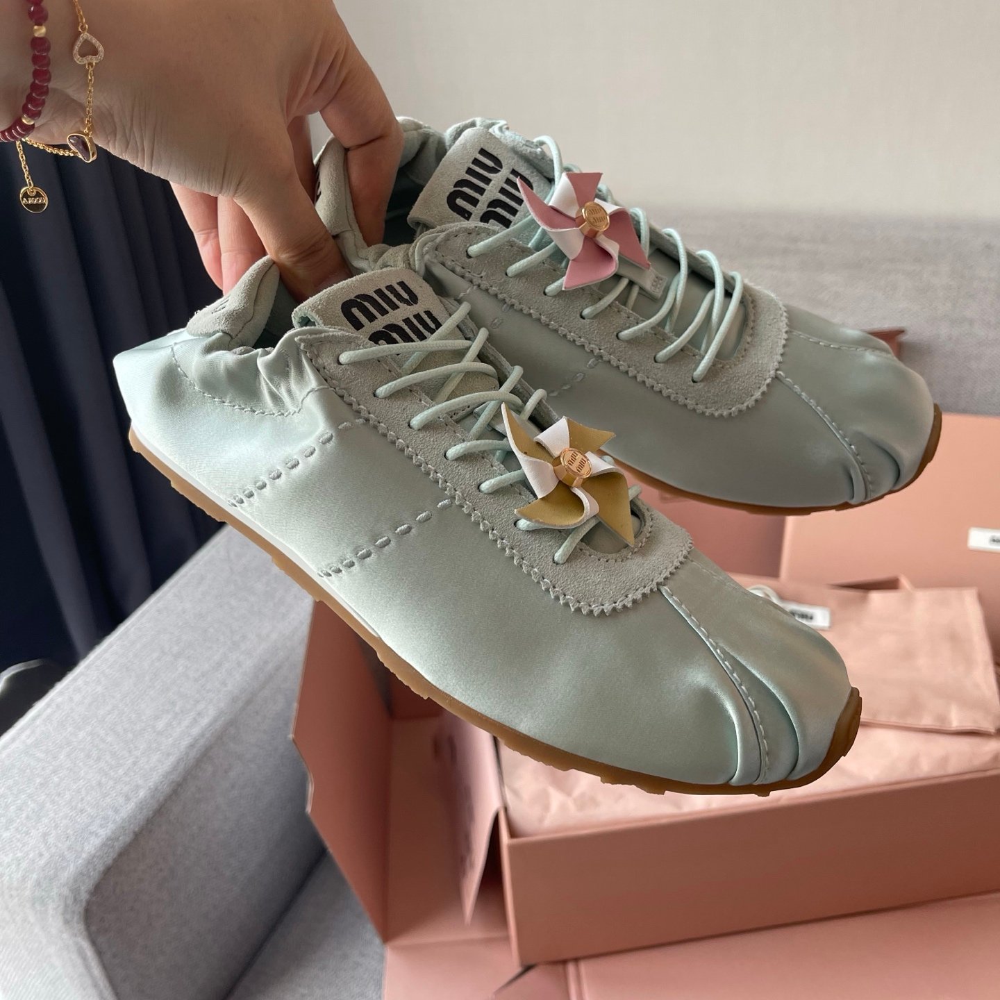 Miu Miu Plume Satin Low Top Sneaker B6012102 - Image 9