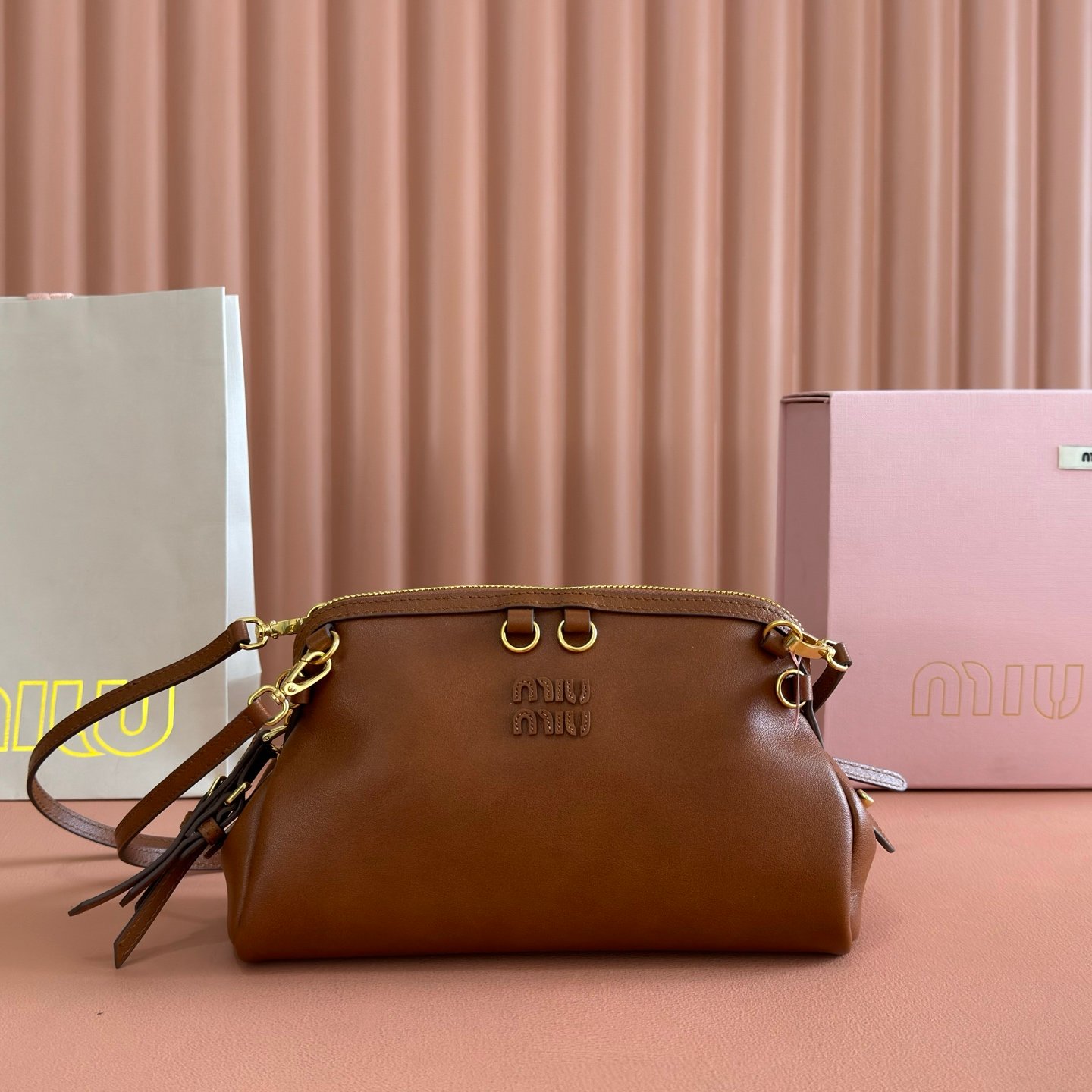 Miu Miu Cognac Caprice Leather Clutch B6012203 - Image 2