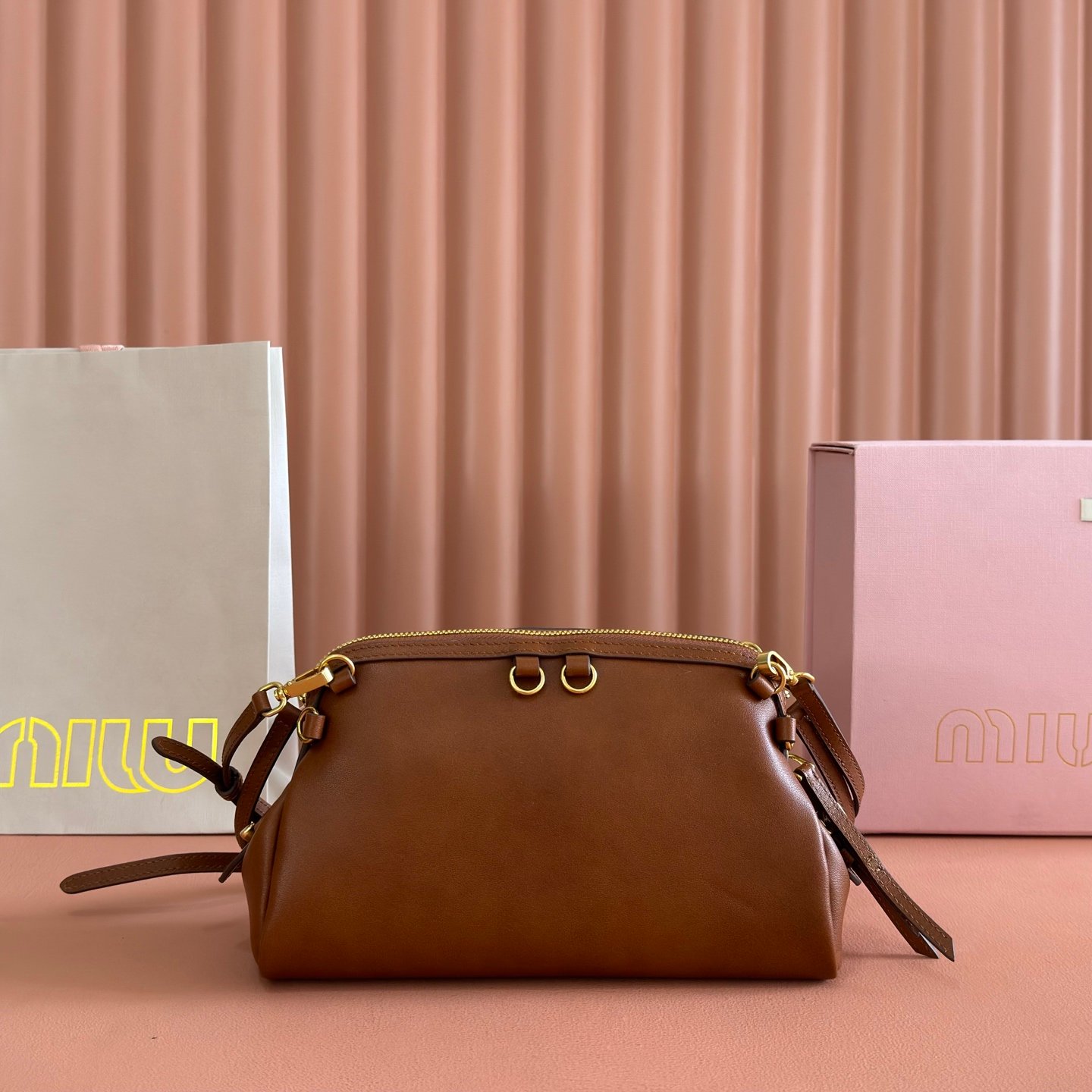 Miu Miu Cognac Caprice Leather Clutch B6012203 - Image 3