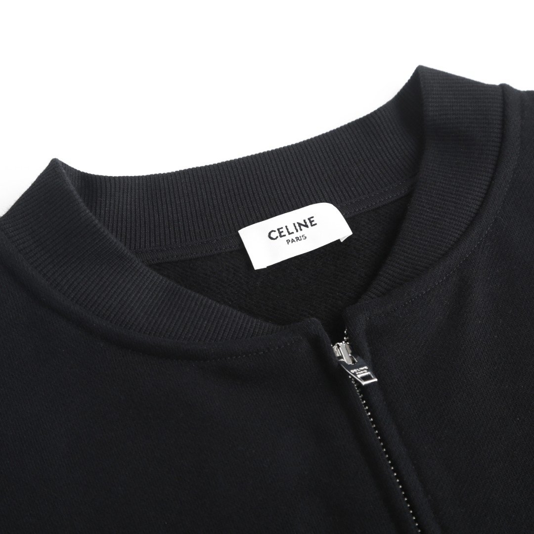 Celine black zipper aviator jacket M6012704 - Image 5