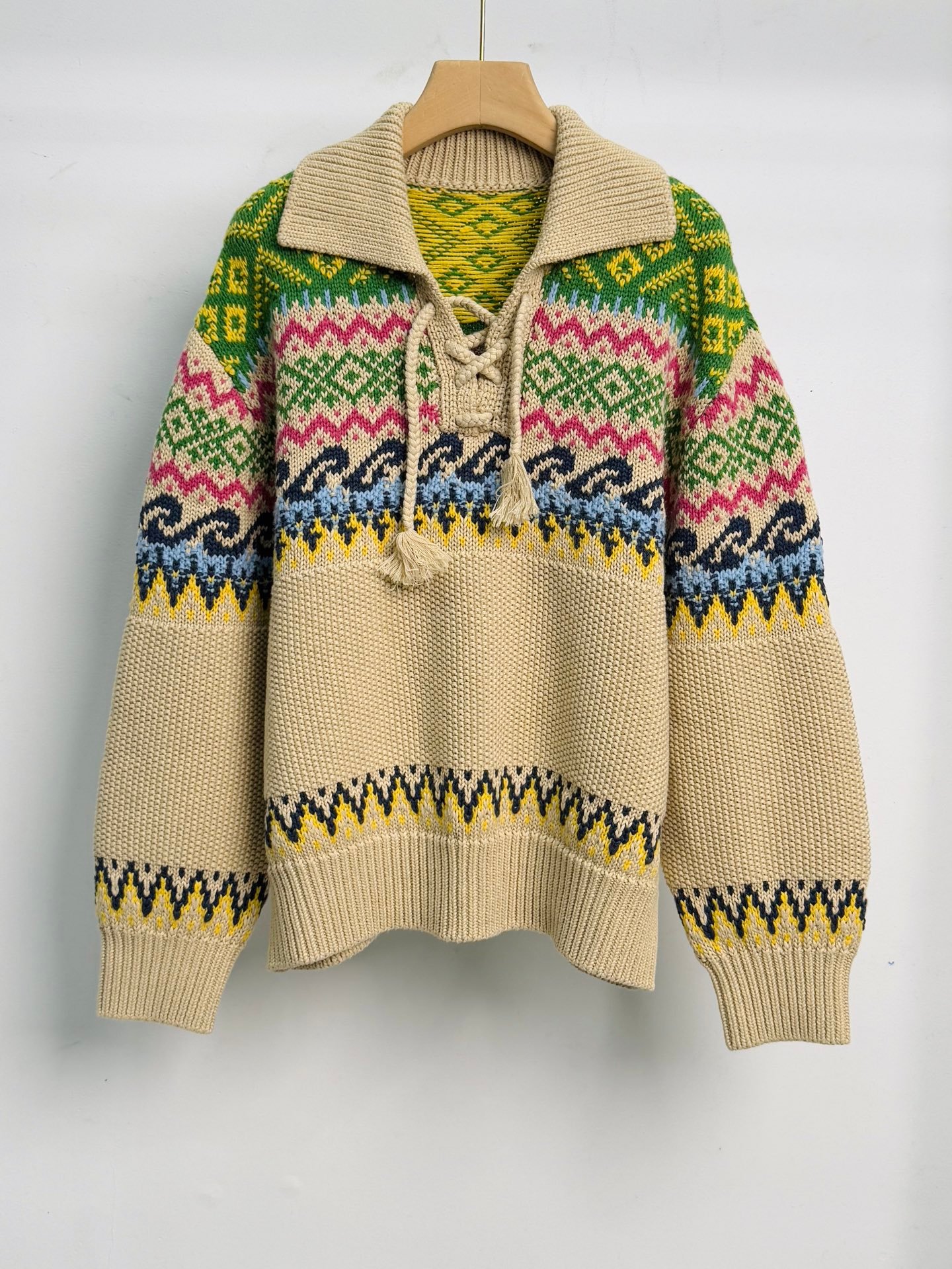 Ralph Lauren Fair Isle Lace-Up Sweater W6012901