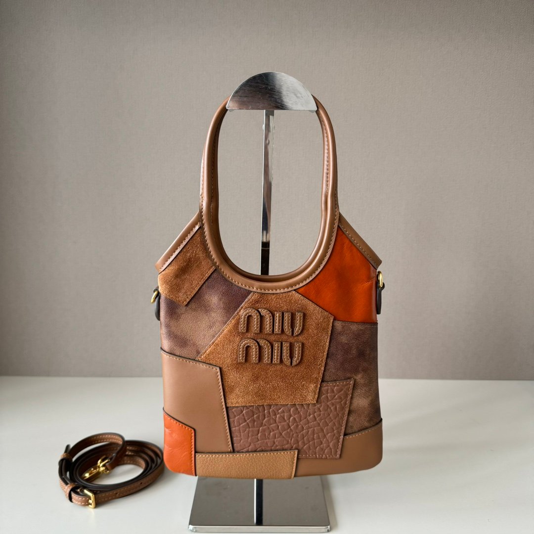 Miu Miu Cognac Ivy Leather Patchwork Bag B6013003 - Image 2