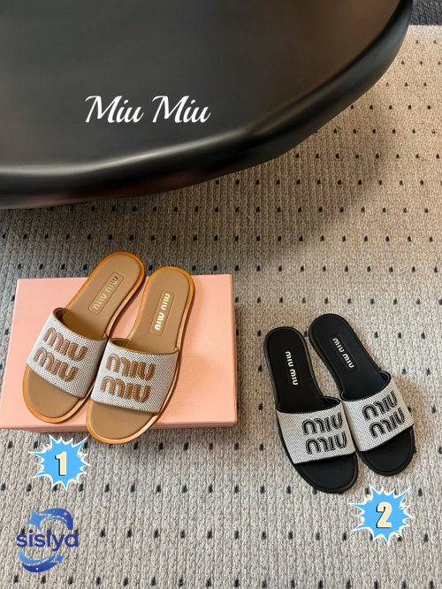 Miu Miu 25ss Flat Knitted Lettered Flat Sandals B6021203