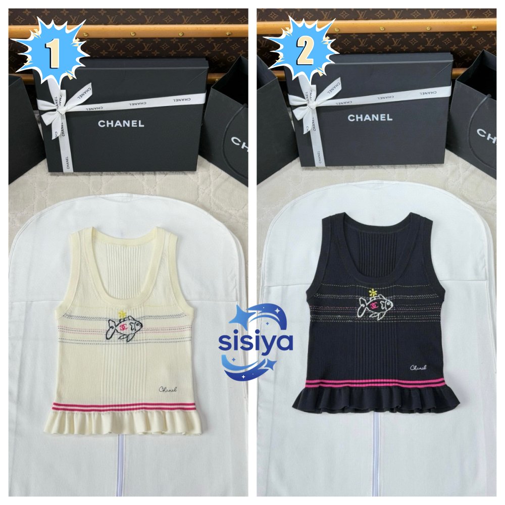 CHANEL Fish-shaped Knitted Backless Top with Straps W6022704