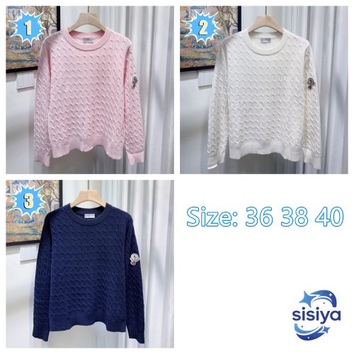 Moncler logo checked pattern crew-neck long-sleeve wool and cashmere sweater W6020404