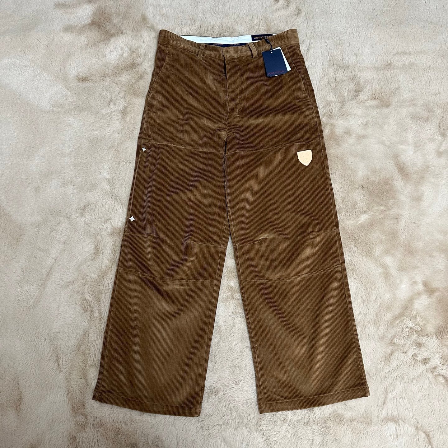 LV Leather Embroidered Letter Pattern Corduroy Pants M6020402