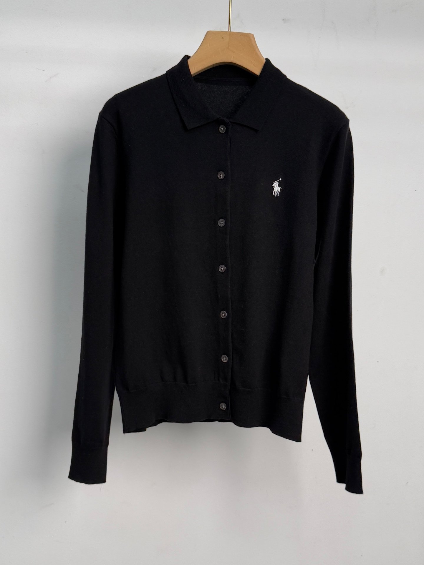 Polo style small sparrow embroidered women's knitted cardigan with collar W6020402 - Image 3