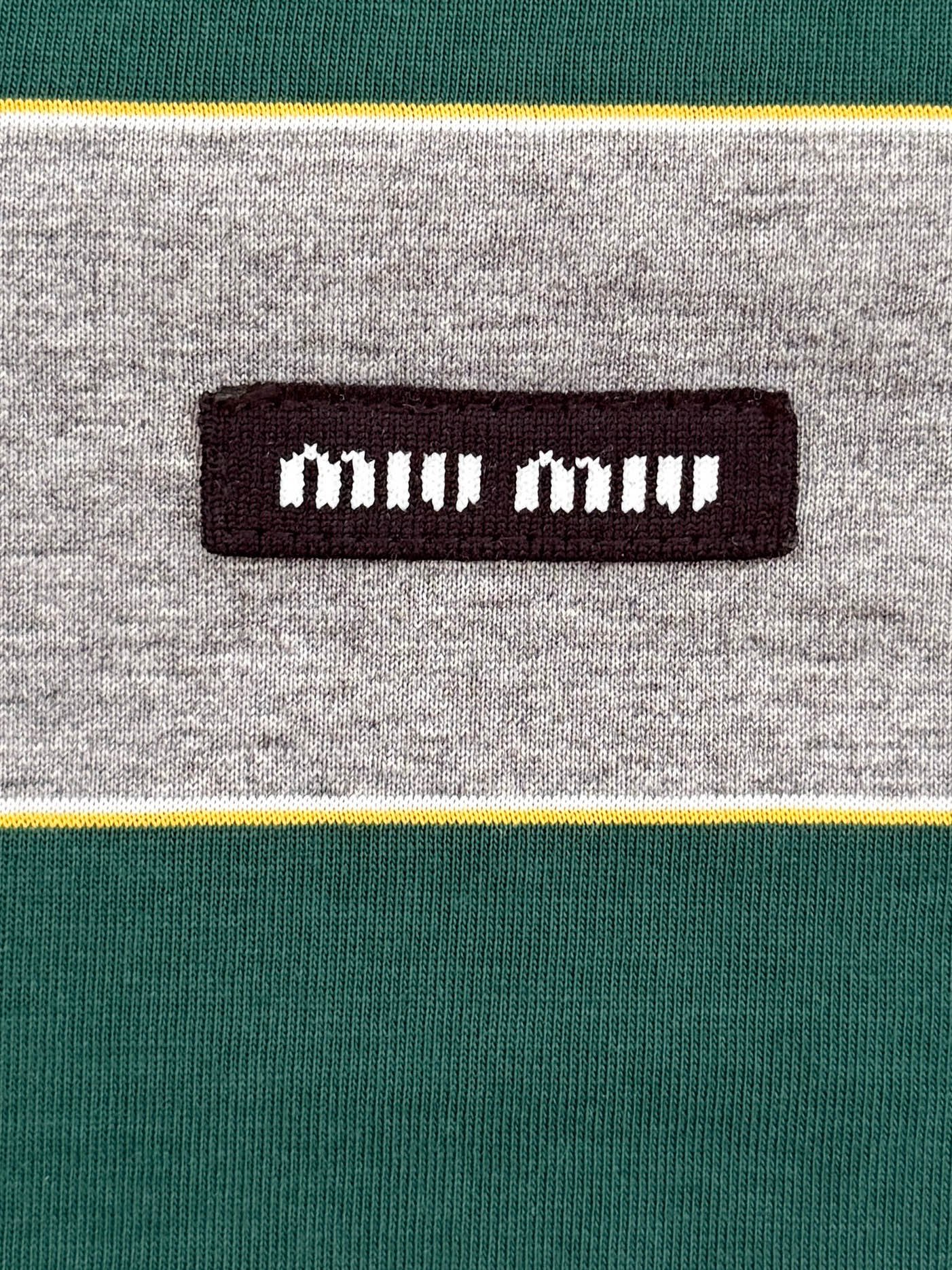 MIUMIU green stripe round-neck long-sleeve T-shirt W6020904 - Image 3