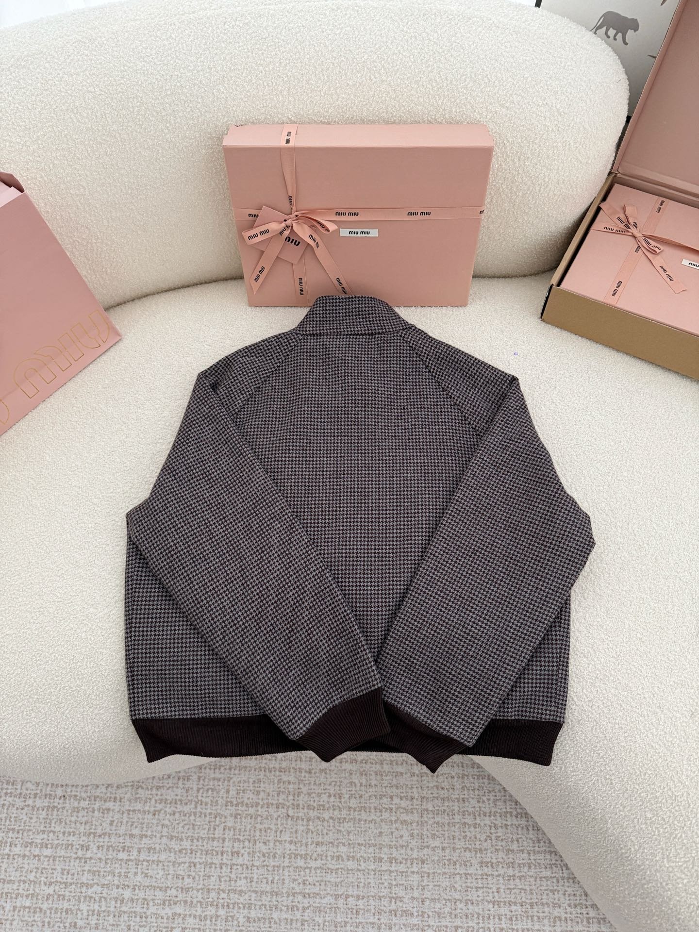 Miu Miu Check Logo Bomber Jacket W6020907 - Image 4