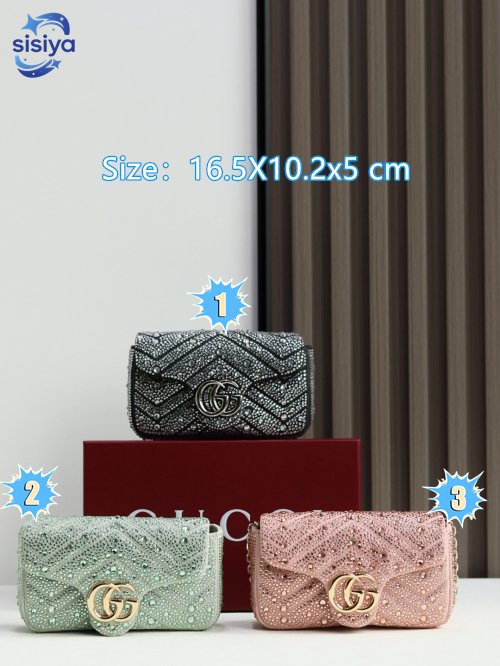 Gucci GG Marmont crystals small shoulder bag B6021005