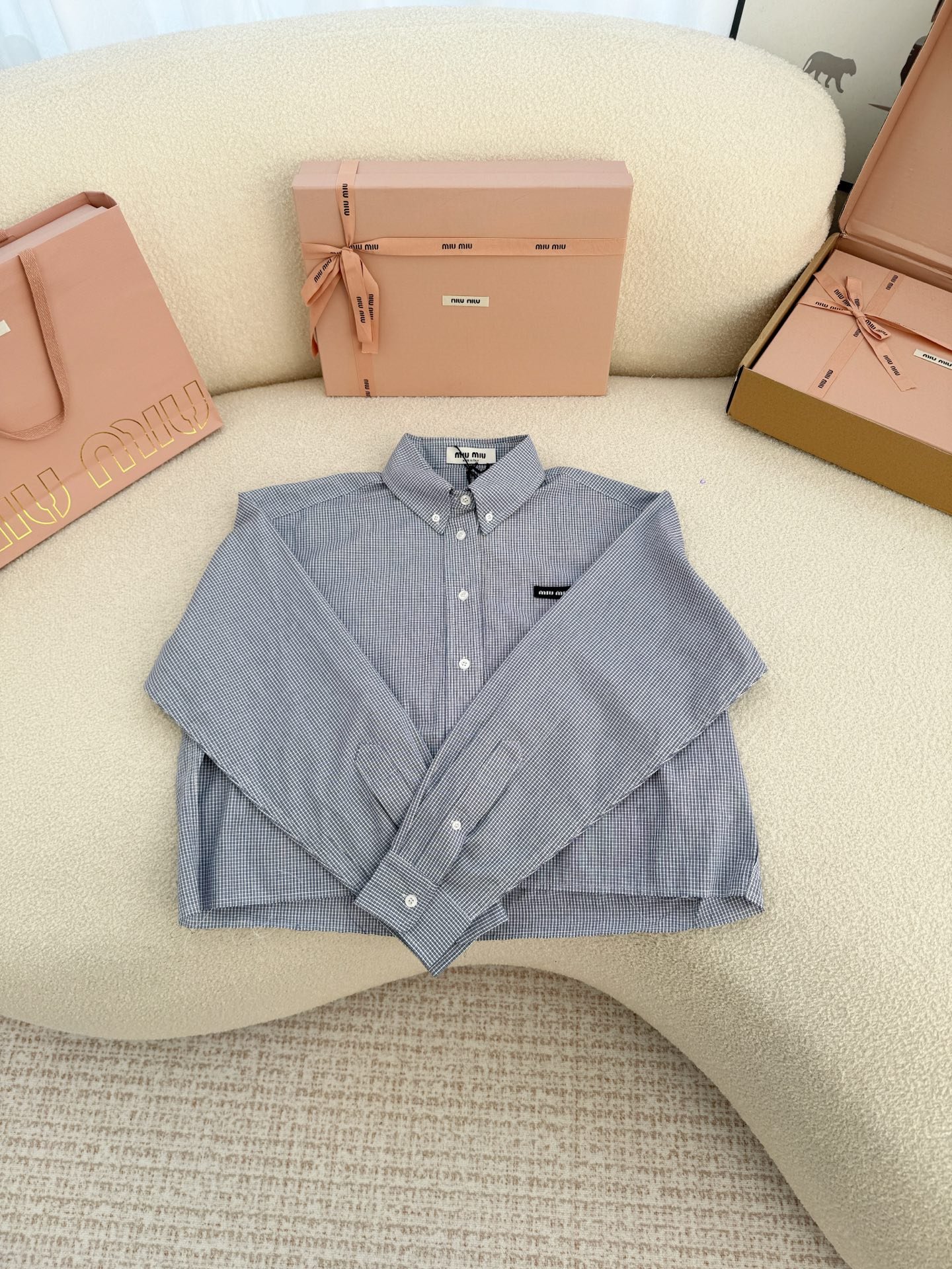 MIUMIU blue checkered shirt W6021103