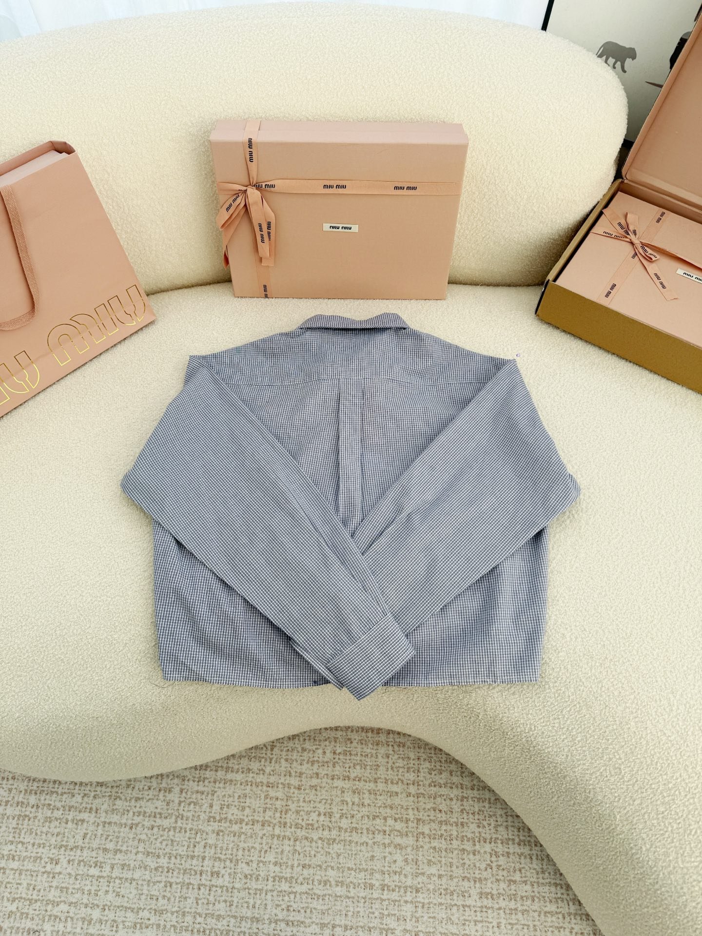 MIUMIU blue checkered shirt W6021103 - Image 3