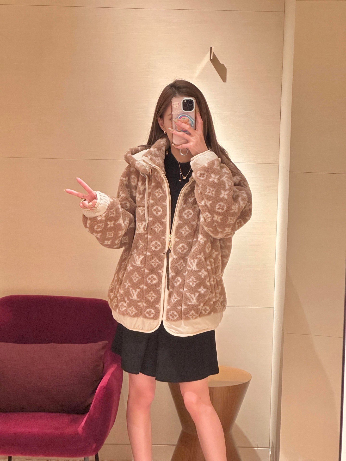 Louis Vuitton Monogram Fleece Hooded Jacket W6021206 - Image 2