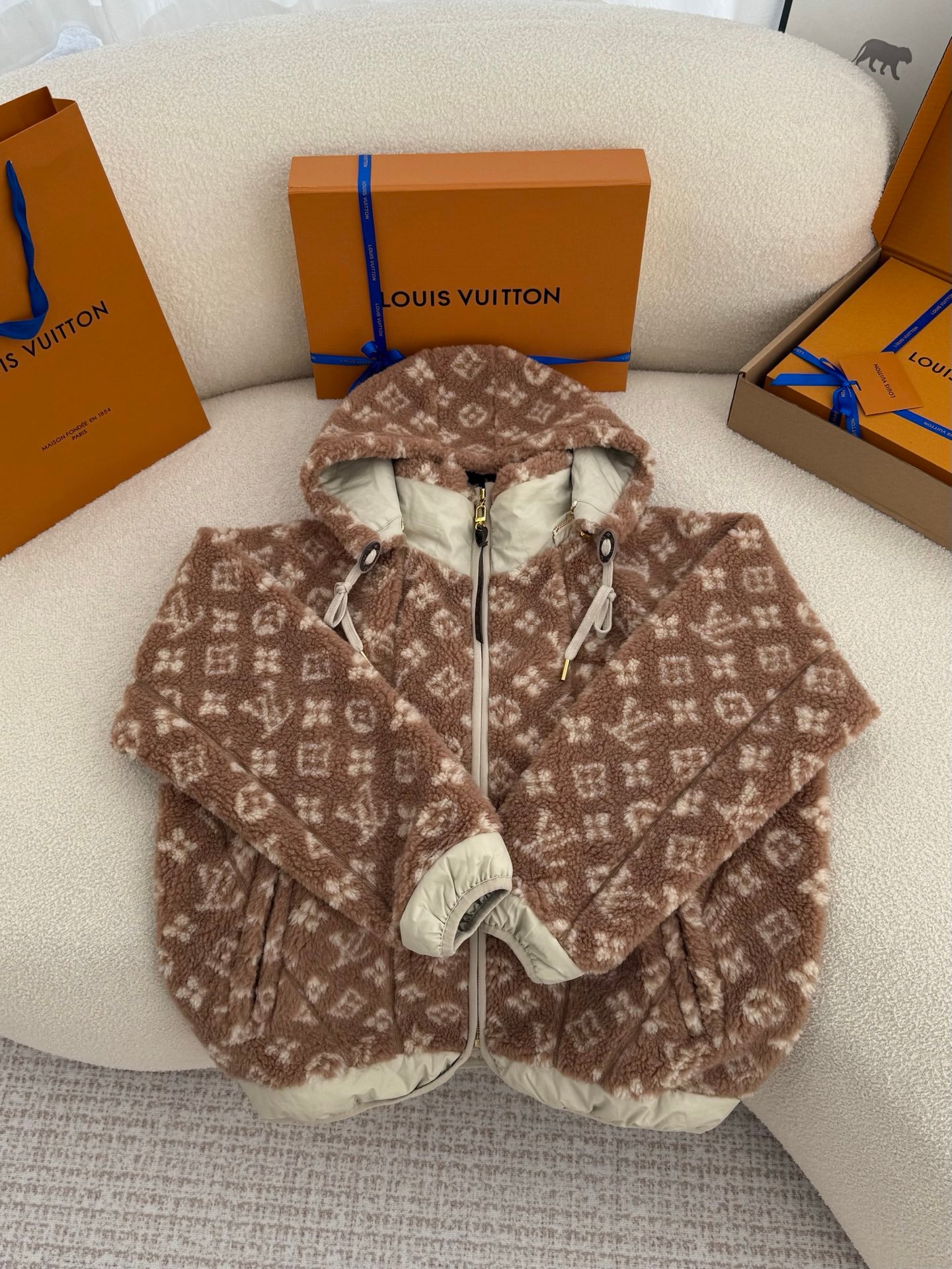 Louis Vuitton Monogram Fleece Hooded Jacket W6021206