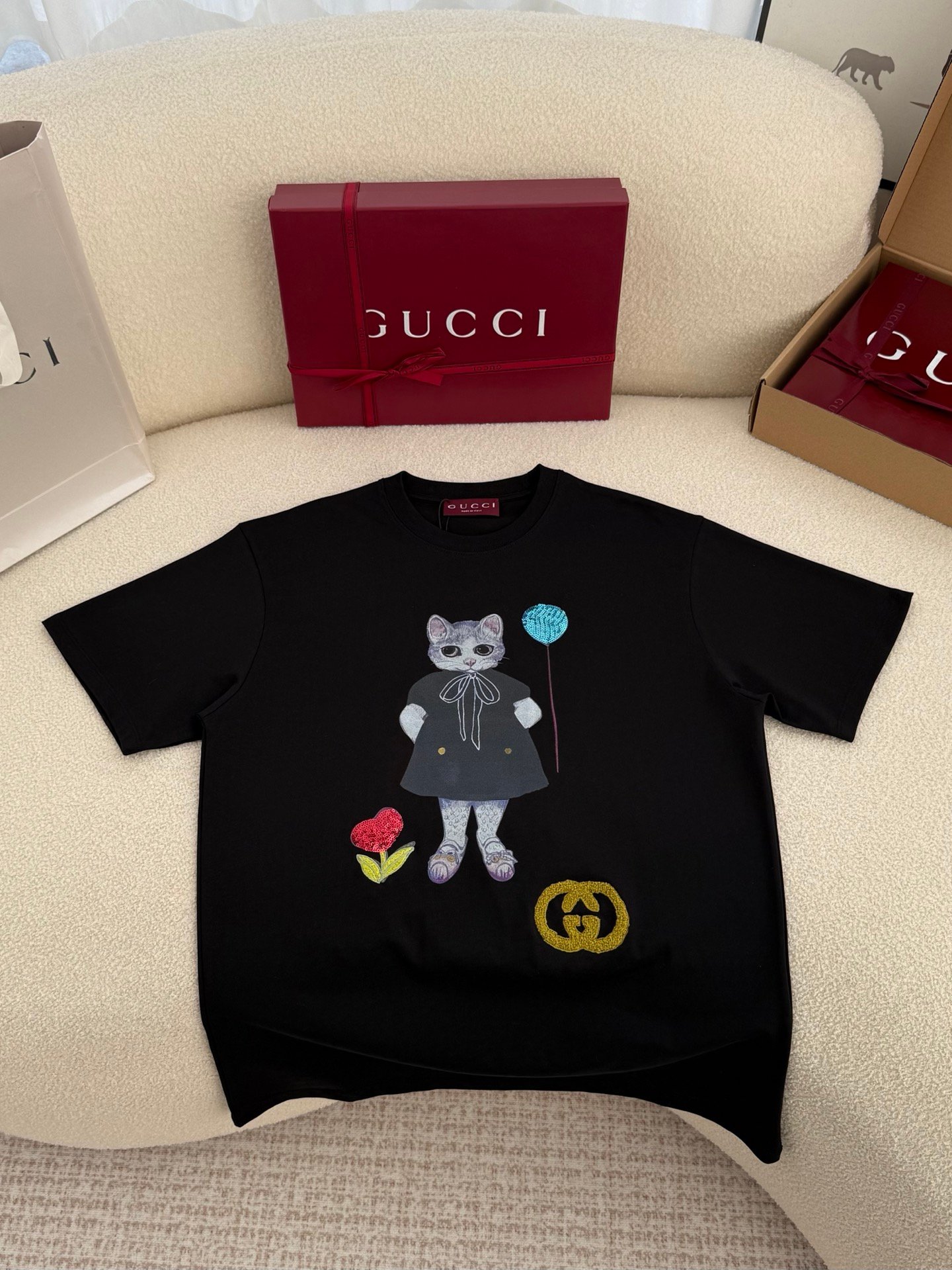 Gucci cat-patterned women's cotton T-shirt W6021208 - Image 6