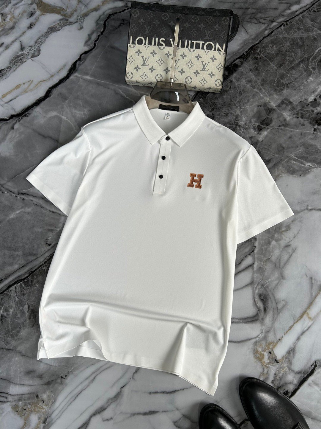 Hermès Invisible Adhesive Ice Silk Casual Business Short-Sleeved Polo Shirt M6022101 - Image 2