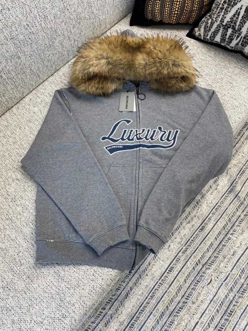 Balenciaga logo-print zip-up Hoodie | Grey M6022110
