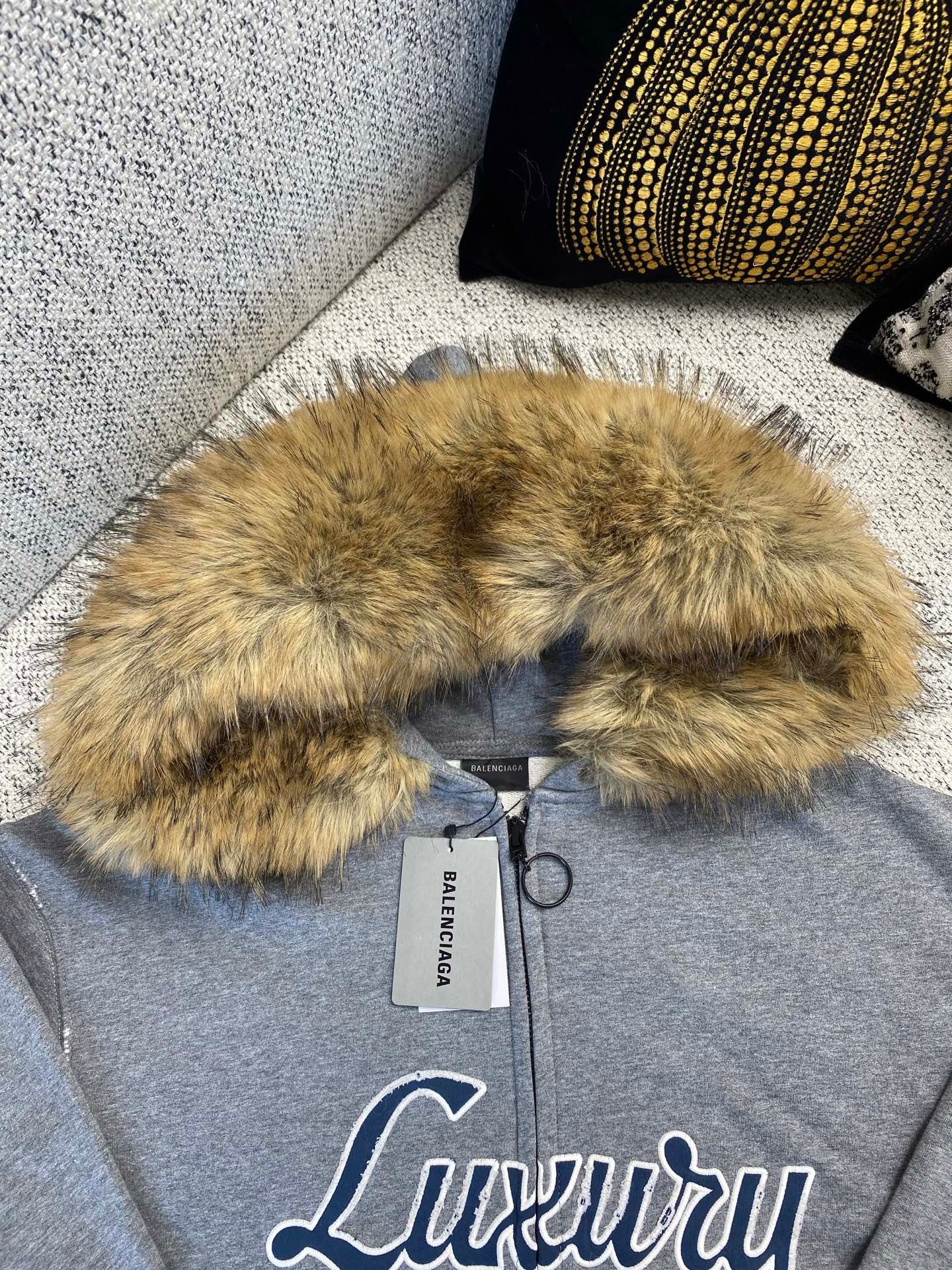 Balenciaga logo-print zip-up Hoodie | Grey M6022110 - Image 5