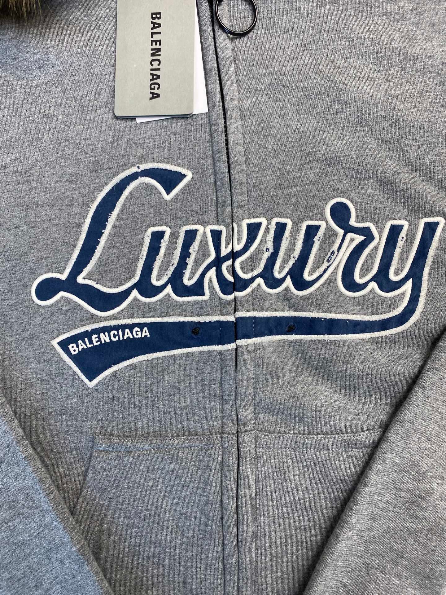 Balenciaga logo-print zip-up Hoodie | Grey M6022110 - Image 4