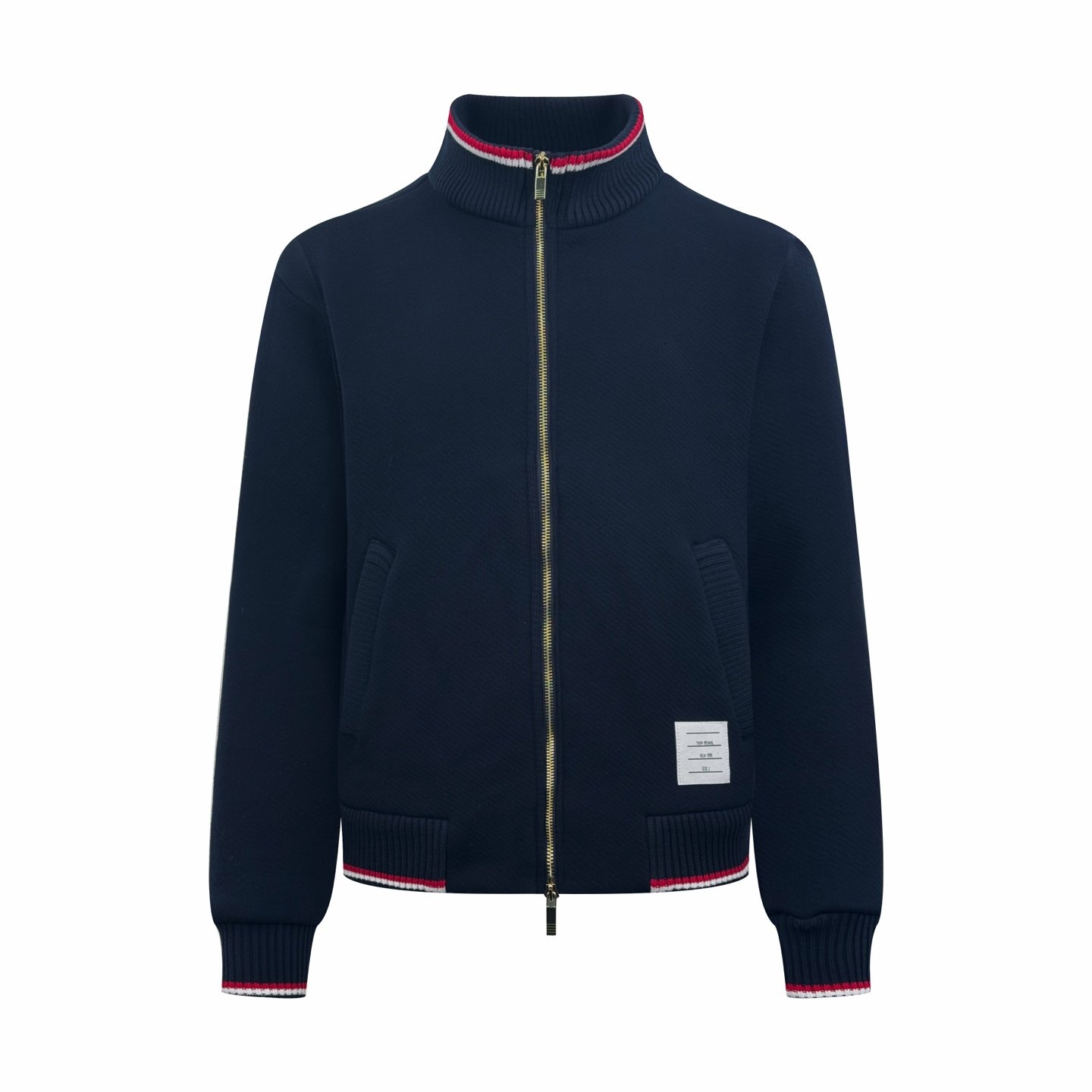 THOM BROWNE label zipper stand-collar jacket M6022501