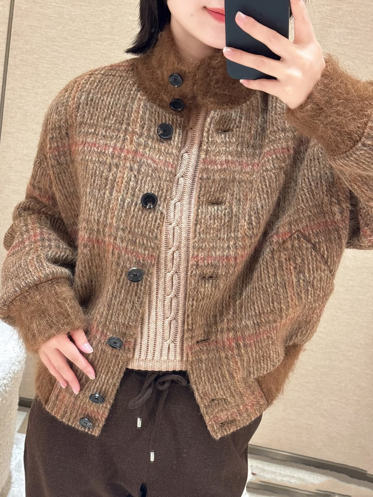 Loro Piana Andrea Caban Wool, Alpaca Valnuts Brown Kummel W6022507 - Image 2