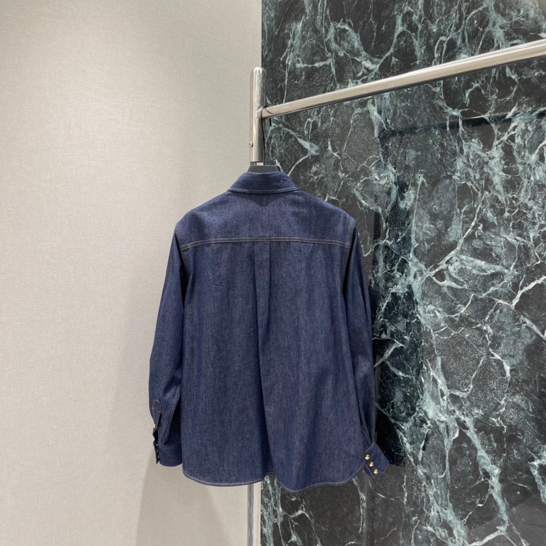 CELINE shirt in denim - DARK RINSED W6022608 - Image 3