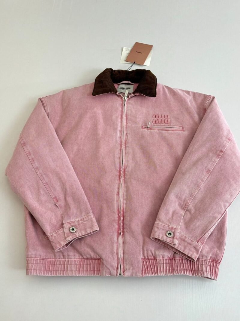 Miu Miu FW25 Corduroy Collar Denim Cotton Jacket Coat 202630601