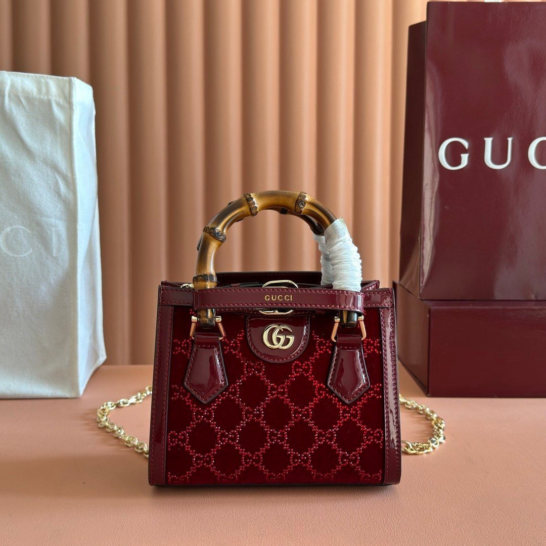 Gucci Diana GG Crystal velvet tote bag B6032602