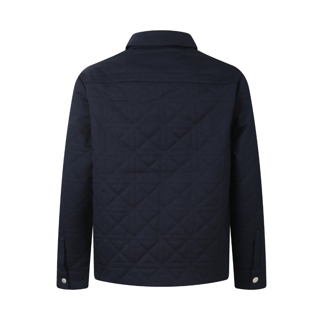 DIOR Cannage Overshirt with Leather Dior Patch Navy M6030101 - Image 4