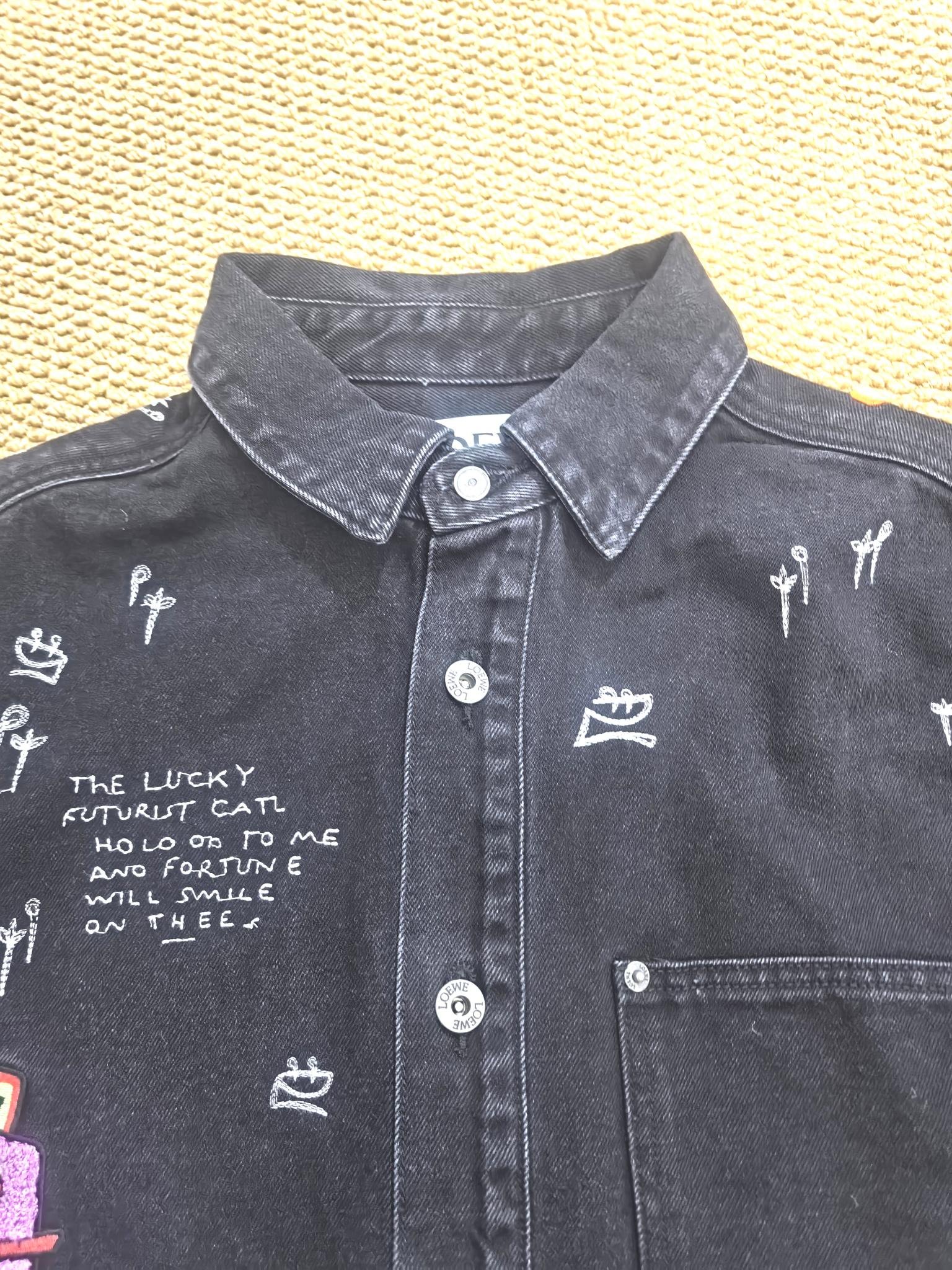 Loewe X Louis Wain Embroidered Denim Overshirt M6030304 - Image 4