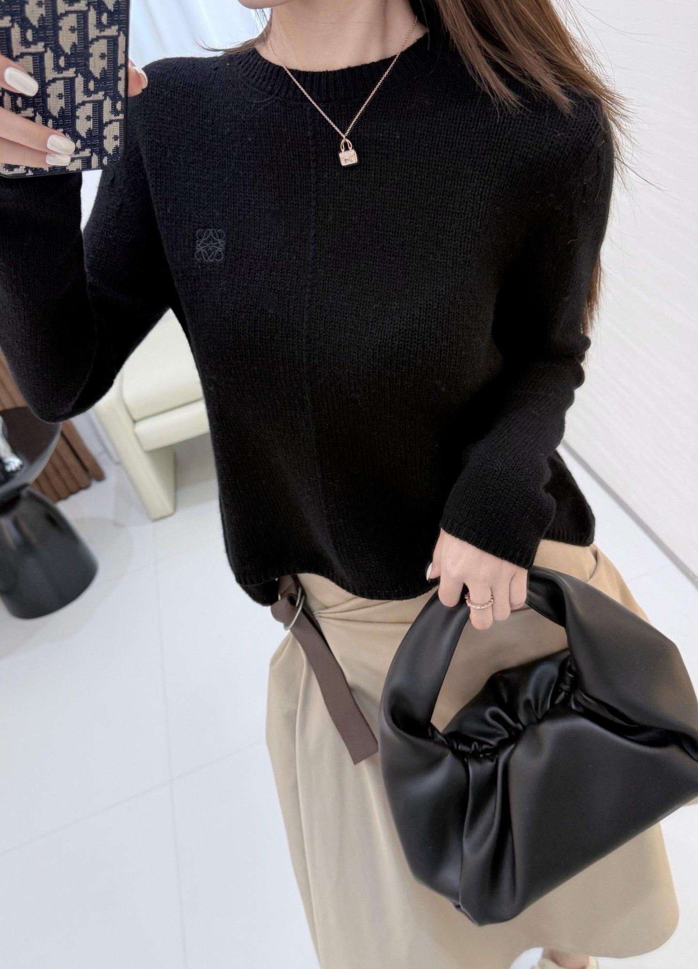 Loewe Sweater in cashmere Beige W6030401 - Image 6