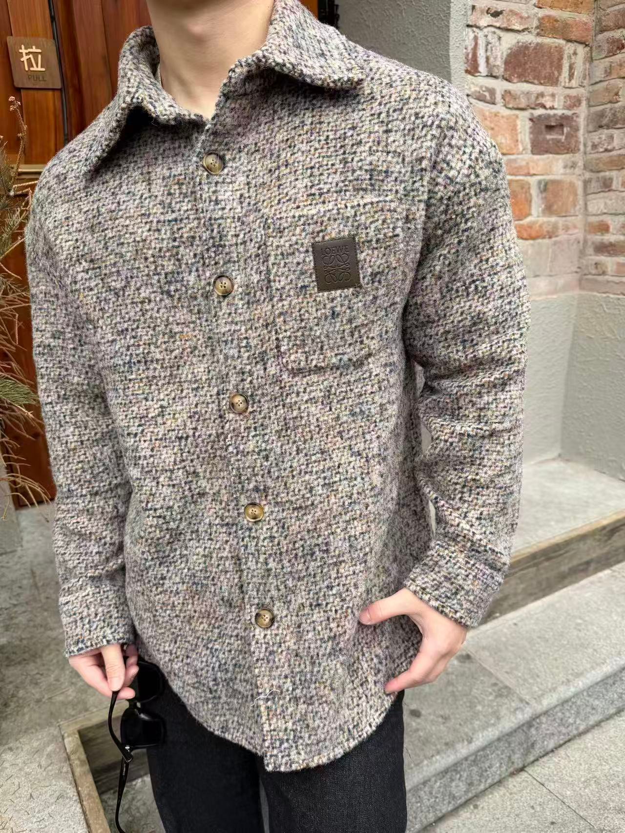 Loewe Overshirt in wool and llama blend Beige M6030602 - Image 4