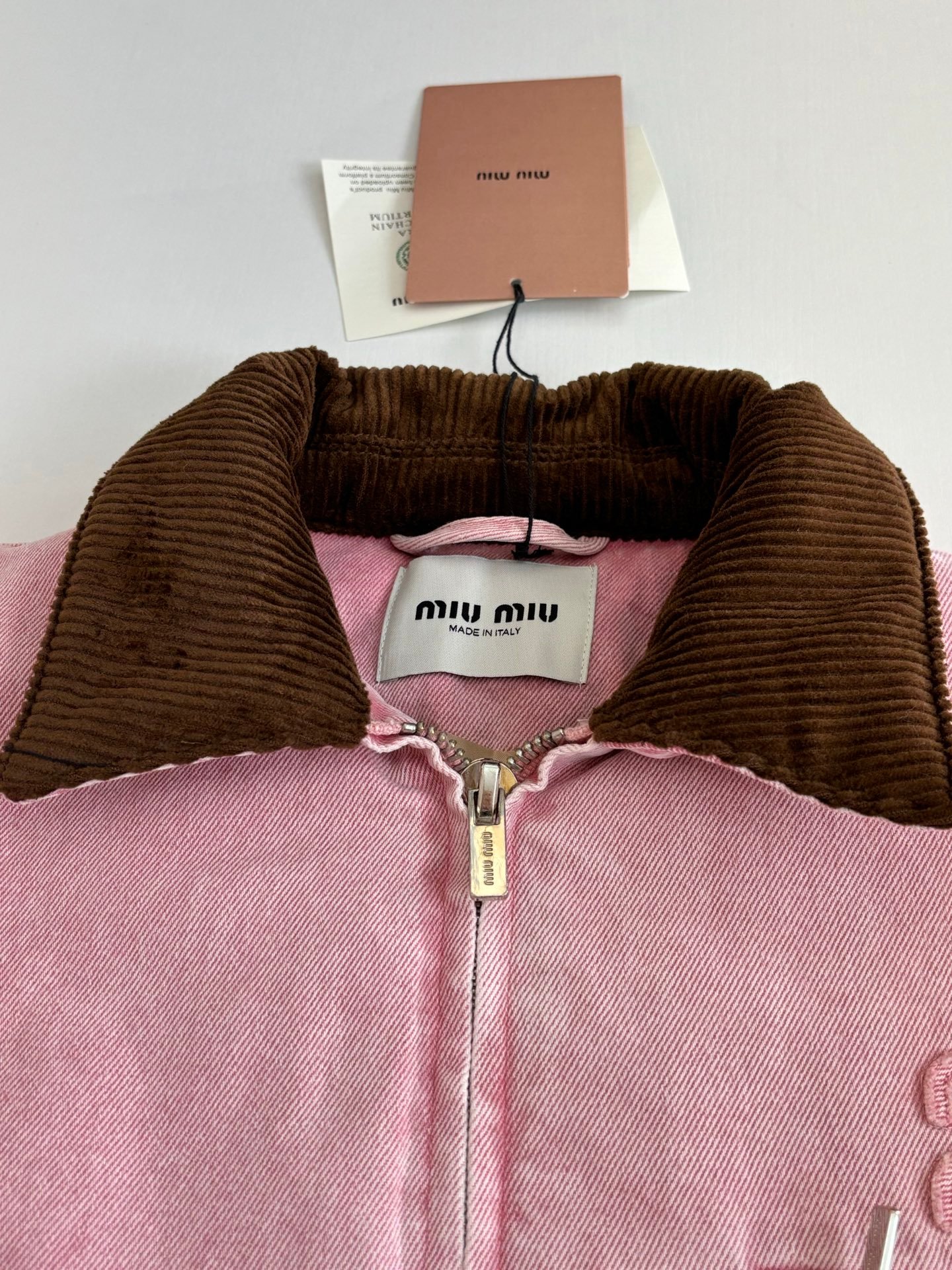 Miu Miu FW25 Corduroy Collar Denim Cotton Jacket Coat 202630601 - Image 3