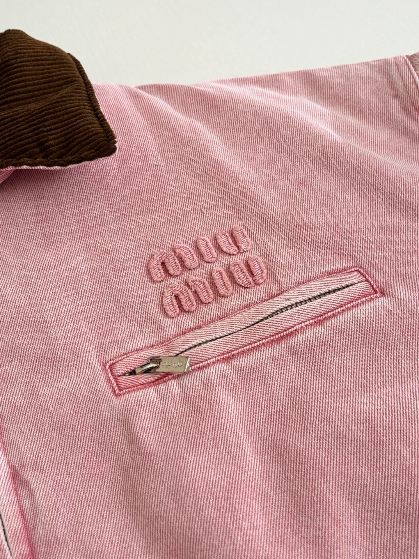 Miu Miu FW25 Corduroy Collar Denim Cotton Jacket Coat 202630601 - Image 4