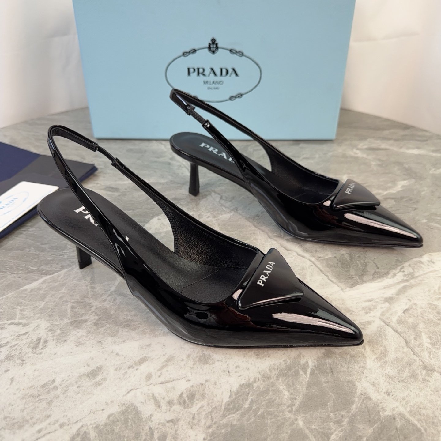 Prada Slingback Patent Leather Pumps B6031602 - Image 3