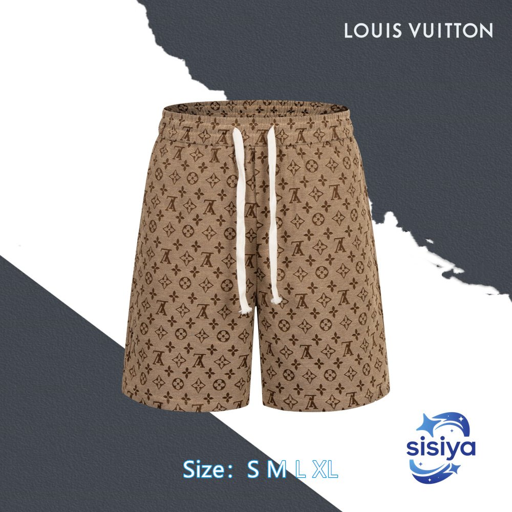 LV Louis Vuitton full-logo jacquard denim shortsM6032005