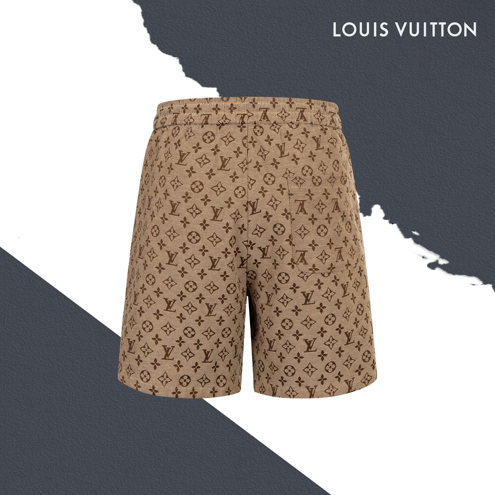 LV Louis Vuitton full-logo jacquard denim shortsM6032005 - Image 5