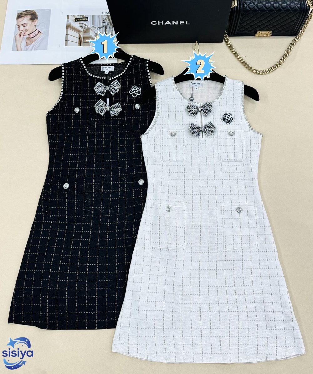 Chanel sleeveless knitted check dress W6032502