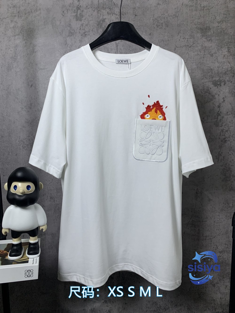 LOEWE * Small Flame Chest Embroidery Short-Sleeved T-shirtM6032501