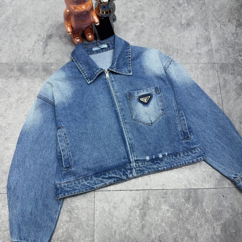Prada Triangle high-waist denim jacket W6033005