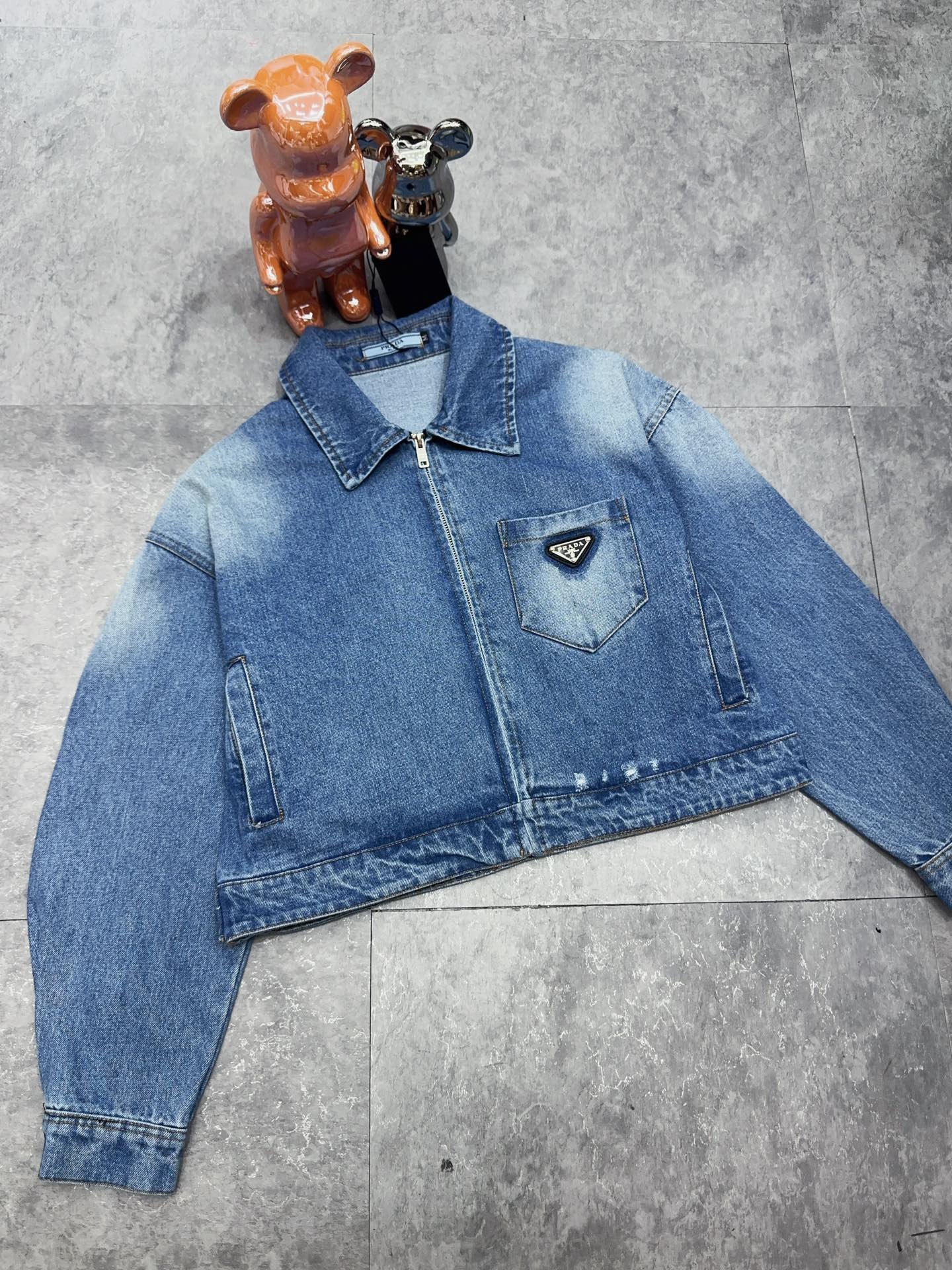 Prada Triangle high-waist denim jacket W6033005
