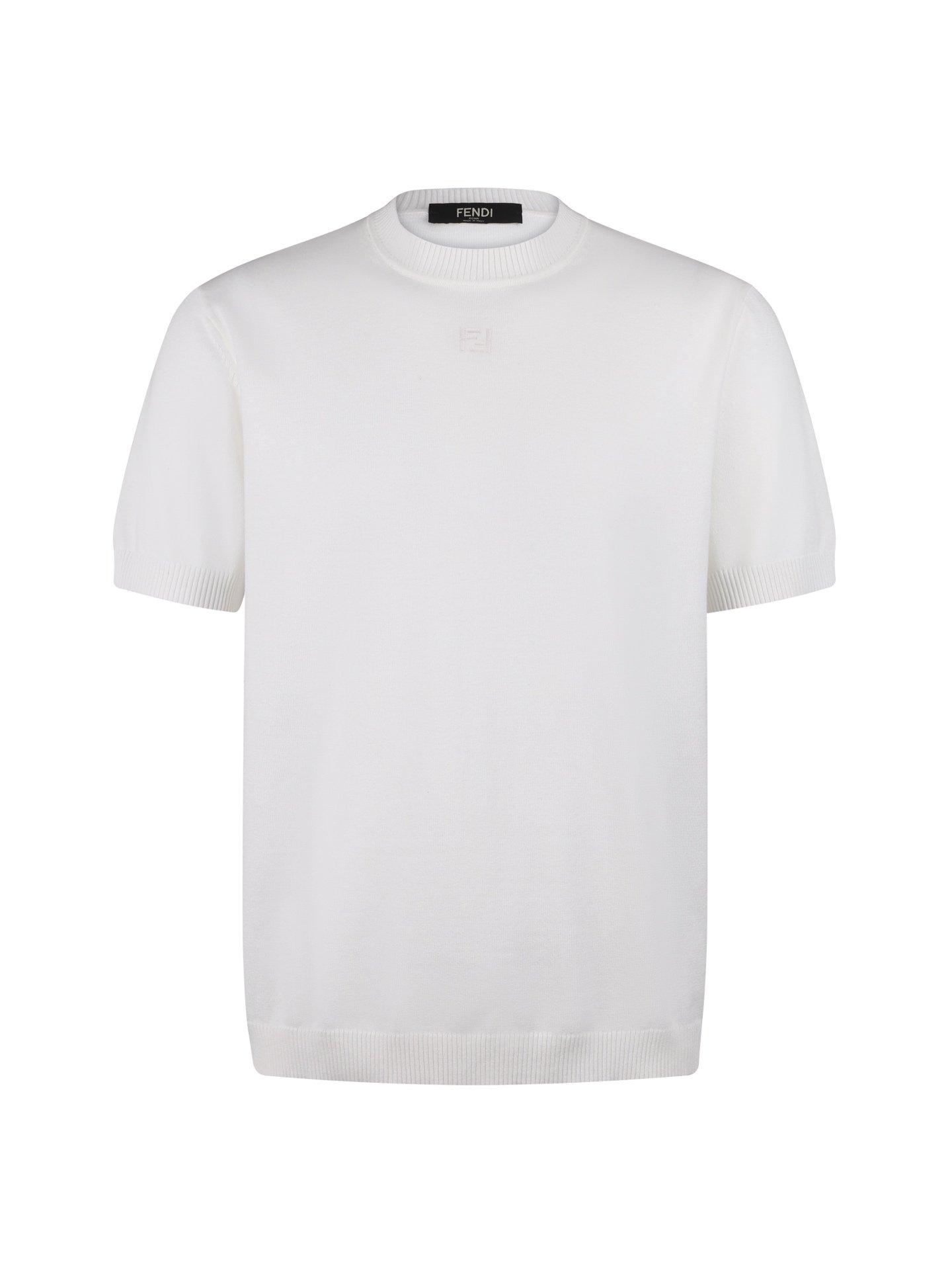 FENDI 26SS LOGO Design Cotton Round-neck Short-sleeved Knitted ShirtM6033105 - Image 6