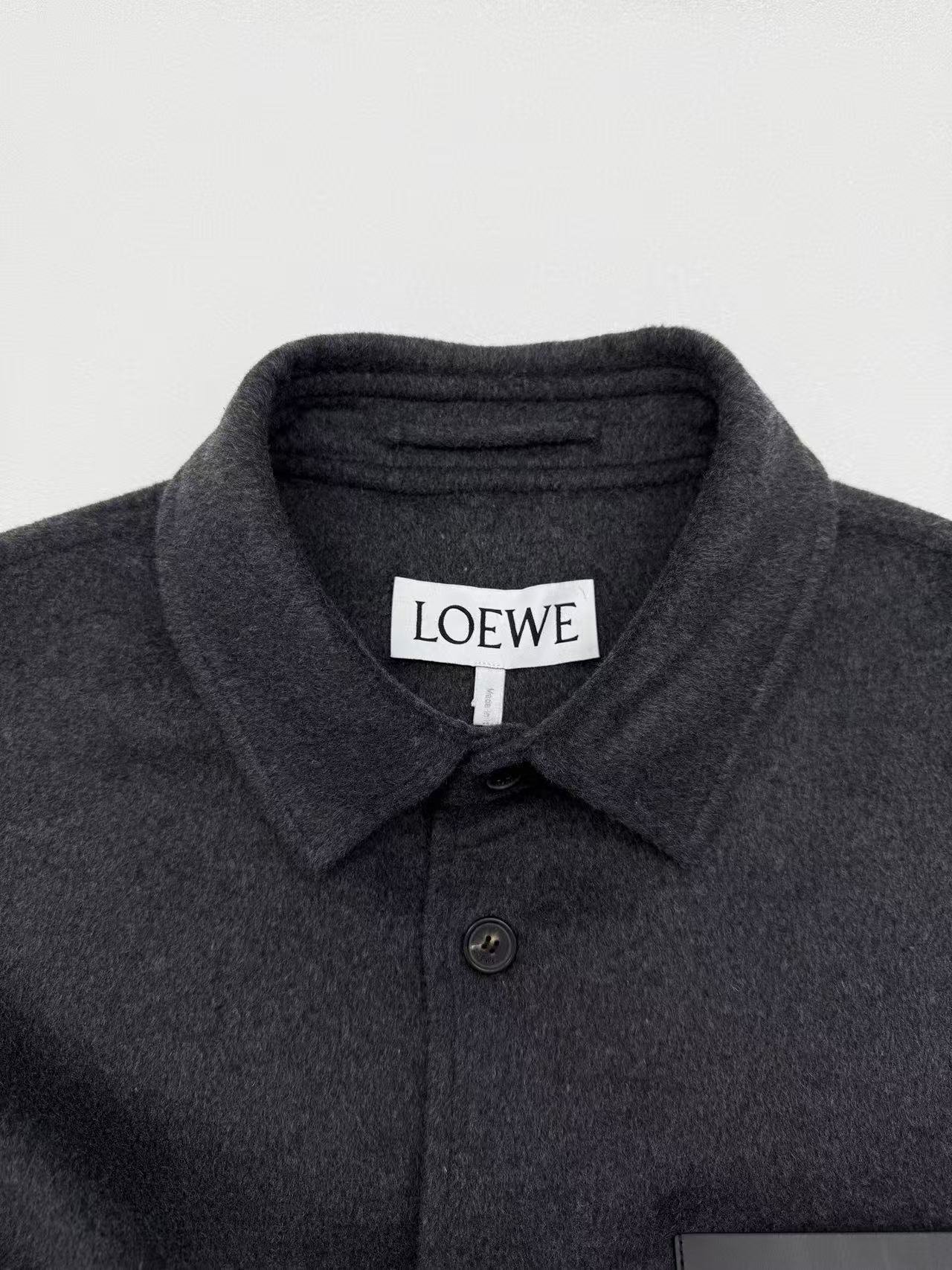 Loewe Roievi Wool Tweed Leather Padded Shirt JacketM6032710 - Image 6