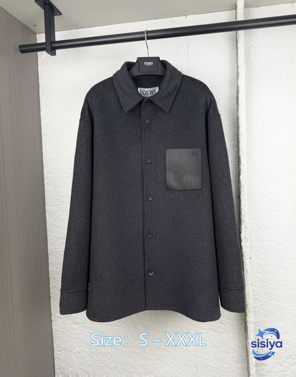 Loewe Roievi Wool Tweed Leather Padded Shirt JacketM6032710