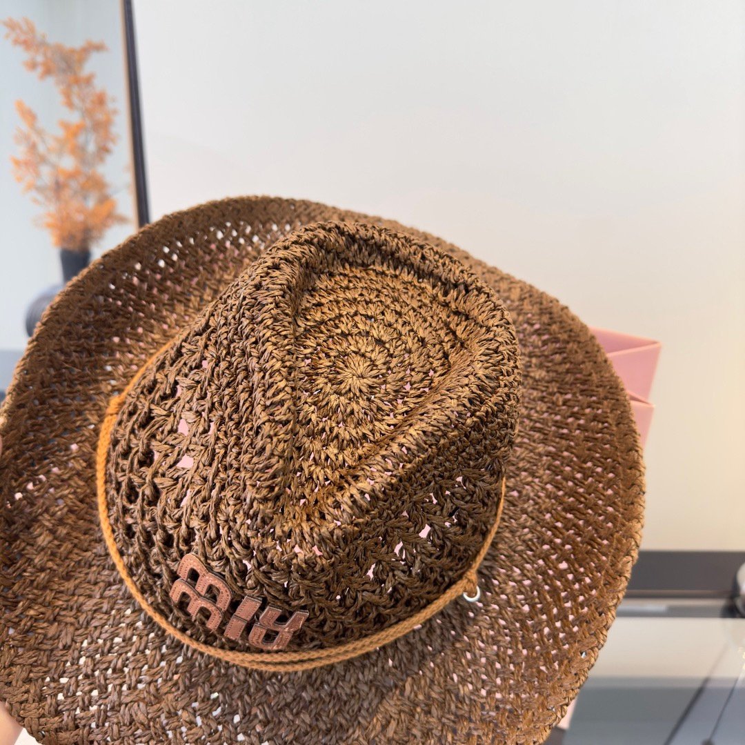 Miu Miu casual straw fedora cowboy hat B6040103 - Image 6