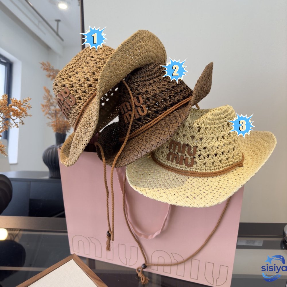 Miu Miu casual straw fedora cowboy hat B6040103
