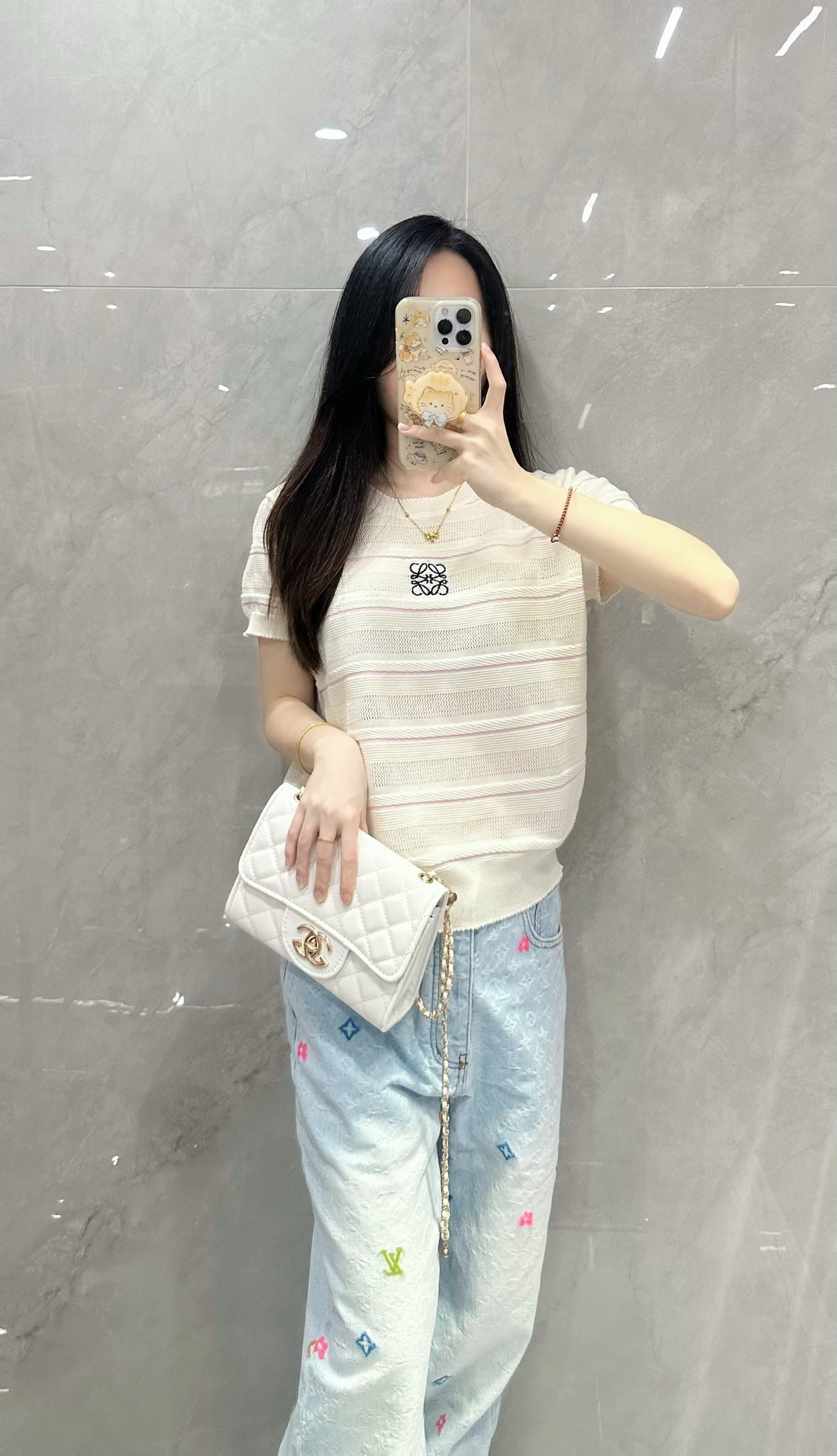 Loewe white striped top W6040401 - Image 8