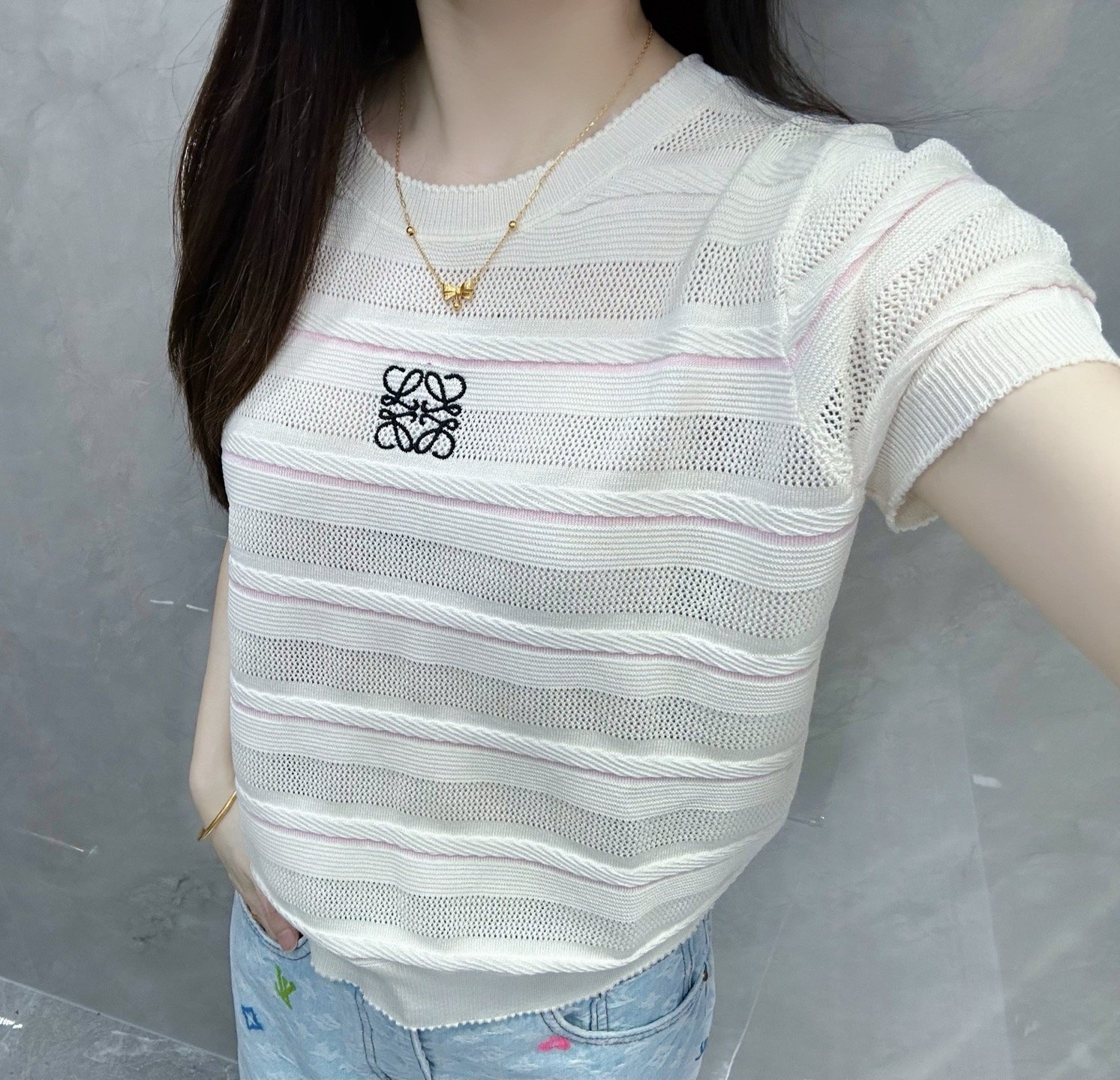 Loewe white striped top W6040401